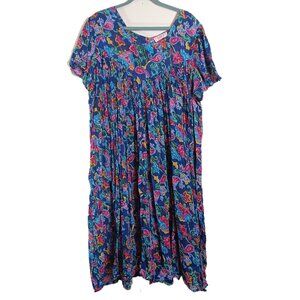 Sita Muumuu Dress Women’s XL Multi Floral Paisley 100% Cotton Lounge House Maxi
